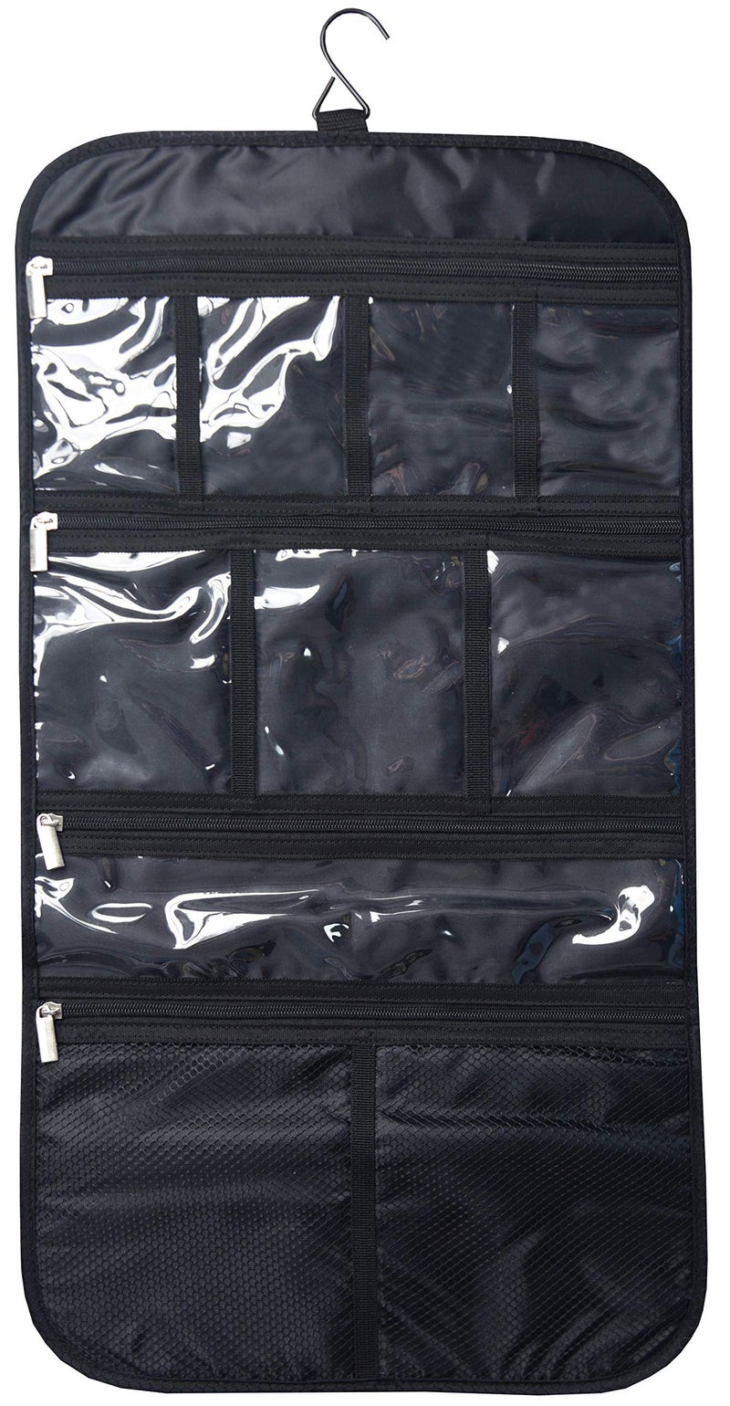 Freegrace Premium Hanging Toiletry Travel Bag - Cosmetic, Jewelry, Toiletry & Accessory Storage Organizer Bag, Large Size, Various Compartments (Black) - Image 1